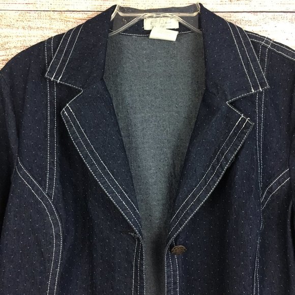 FDJ French Dressing Jean Jacket Blue with Polka Dot Slight Stretch Lightweight - Picture 3 of 14